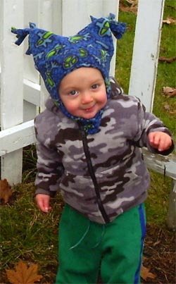 Child wearing his jester hat
